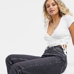 Ribbed ballet wrap crop top